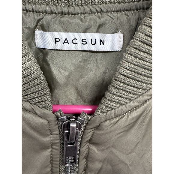 Pacsun‎ Bomber Jacket Mens Medium Army Green Casual Military - Picture 2 of 9
